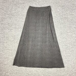 Susan Lawrence Skirt Womens Large Gray Leopard Print Jersey Maxi Long Slit Lined